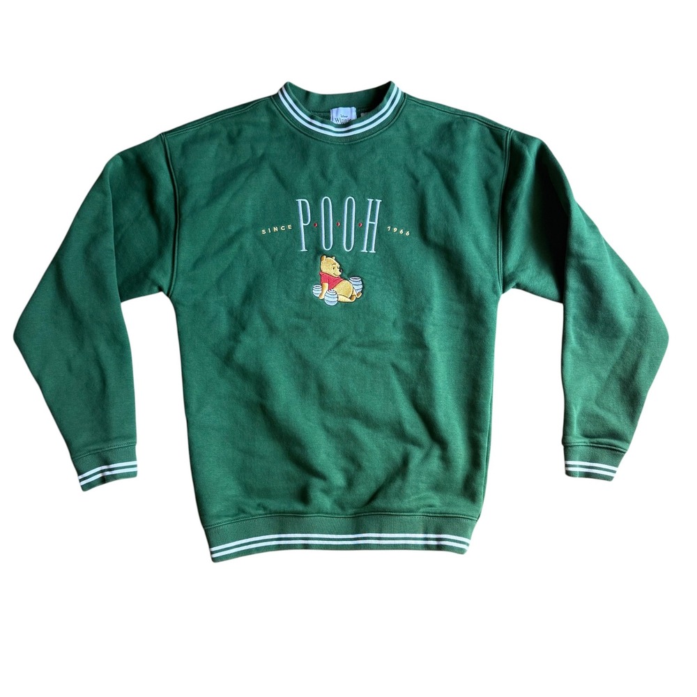 Disney Winnie the Pooh Sweatshirt Adult Small Green Embroidered Varsity Unisex